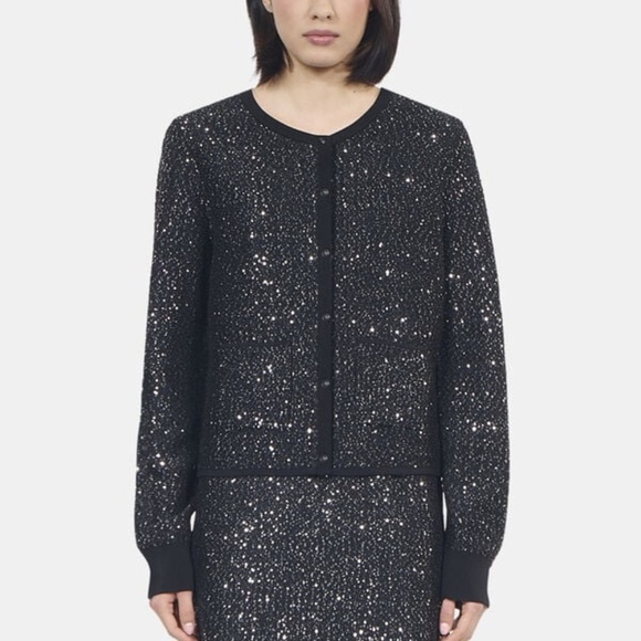 The Kooples Sweaters - NWT | The Kooples | Black Knit Cardigan Sweater  | Silver Sequin-Embellished